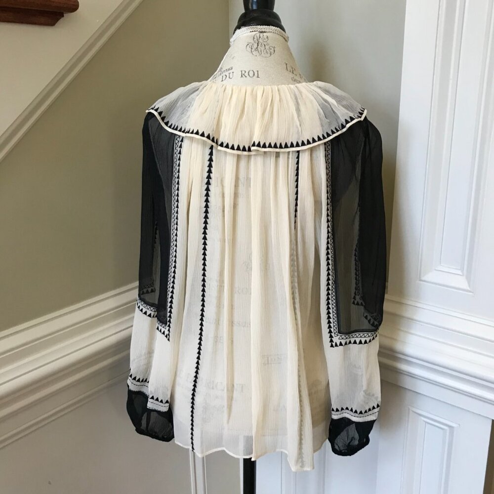 Ulla Johnson Cream and Black Peasant Blouse - Picture 10 of 13